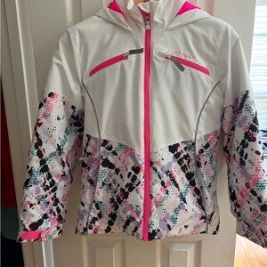 EUC Spyder White and Pink Patterned Hooded Jacket, Girls size 14